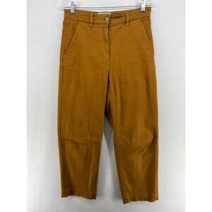 EVERLANE Pants Womens 6 Cropped Twill Straight Leg High Rise Stretch Brown